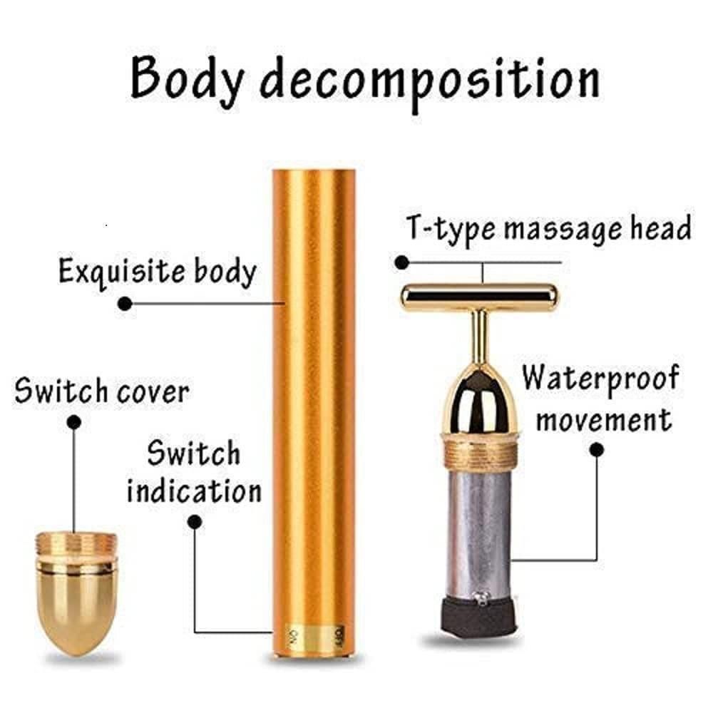 24K Gold Energy Beauty Bar Electric Facial Massage Roller - HandyKart