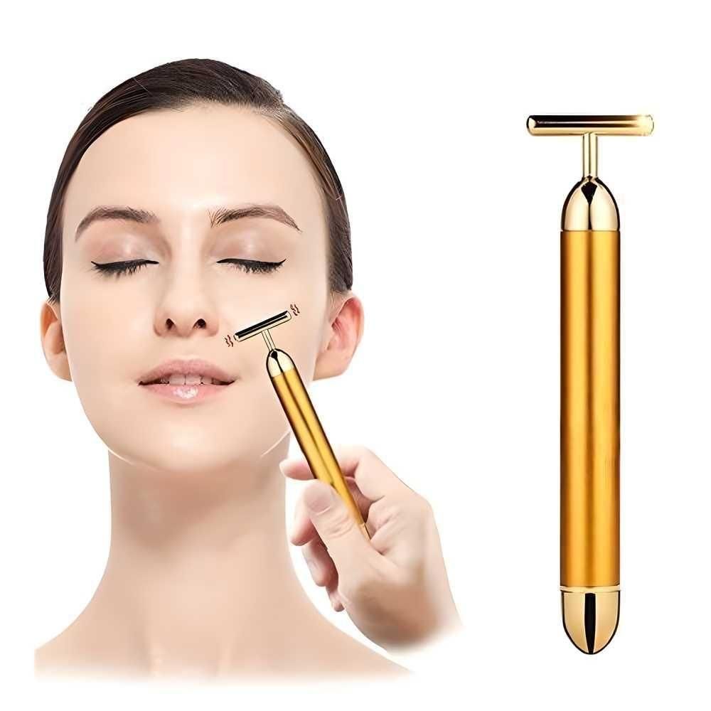24K Gold Energy Beauty Bar Electric Facial Massage Roller - HandyKart